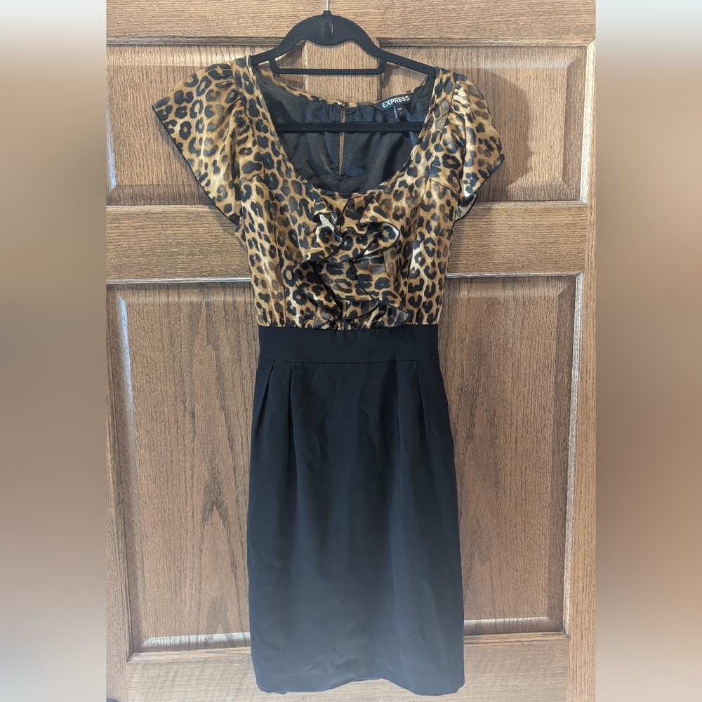 Leopard Print and Black Dress